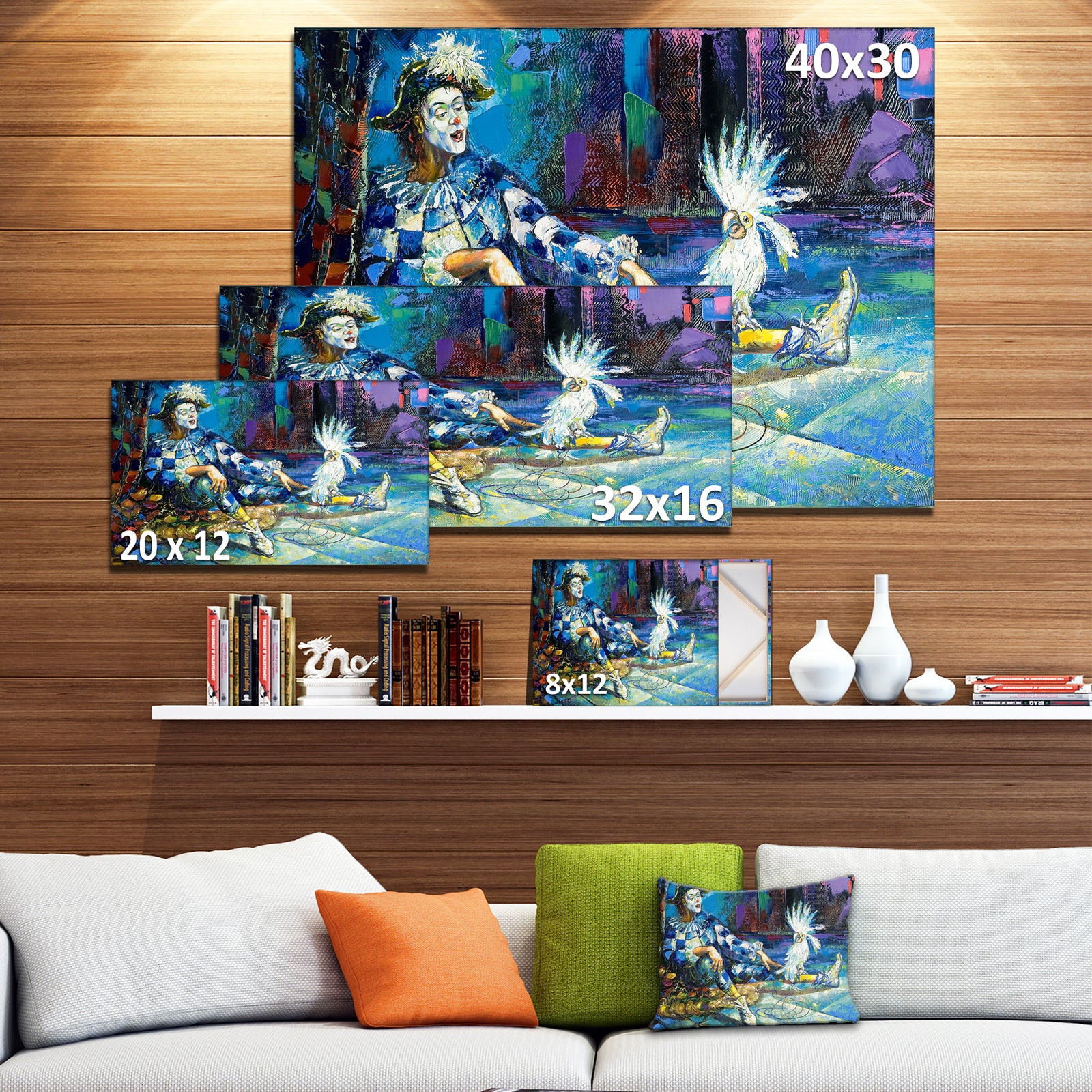 The Harlequin and White Parrot - Contemporary Canvas Print
