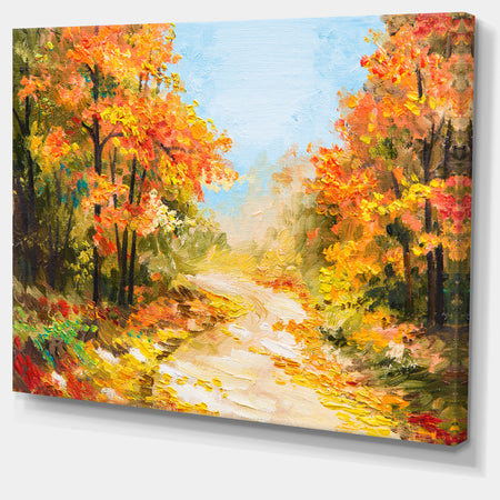 Path in Autumn Forest - Landscape Canvas Artwork