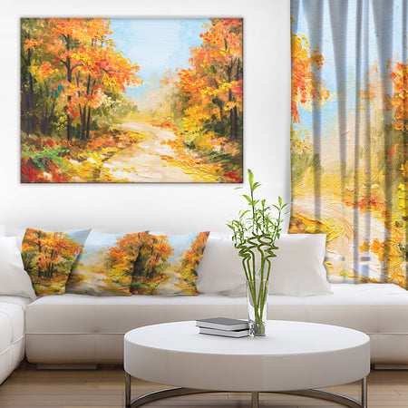 Path in Autumn Forest - Landscape Canvas Artwork