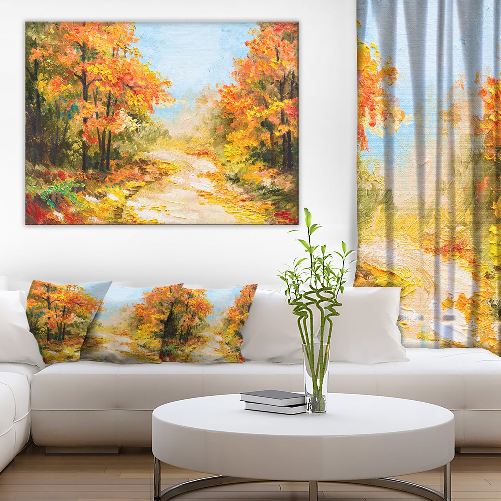 Path in Autumn Forest - Landscape Canvas Artwork