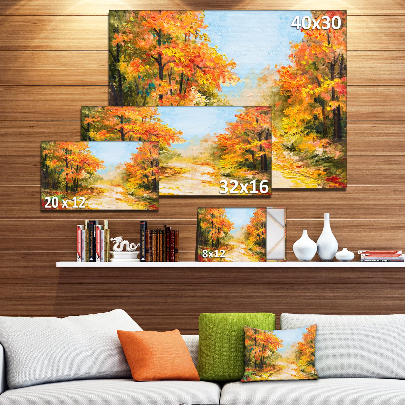 Path in Autumn Forest - Landscape Canvas Artwork