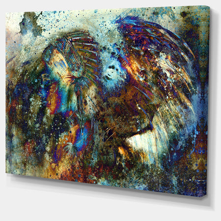 Indian Woman Collage with Lion - Woman Canvas Print
