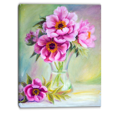 Purple Peonies in Vase - Floral Canvas Artwork