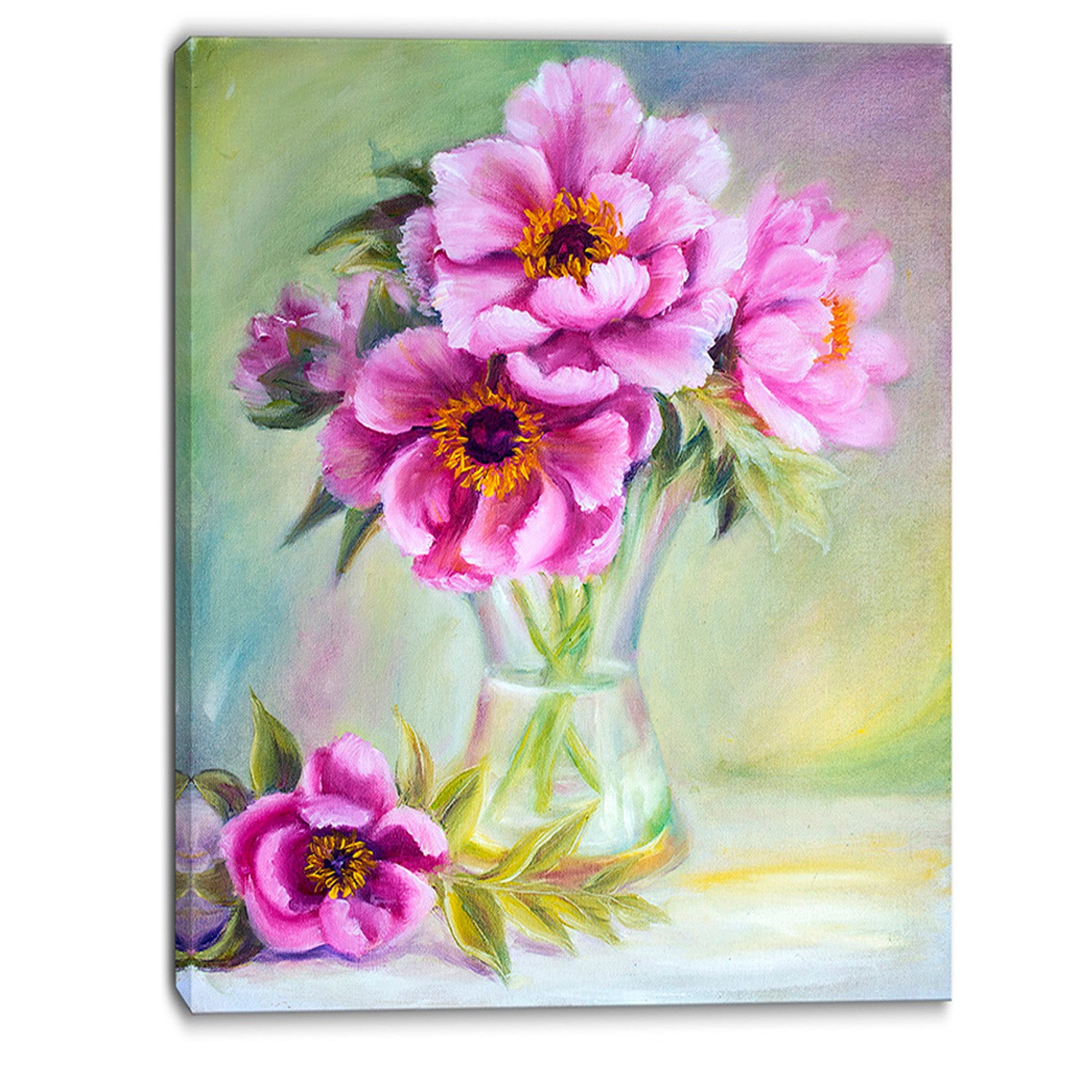 Purple Peonies in Vase - Floral Canvas Artwork