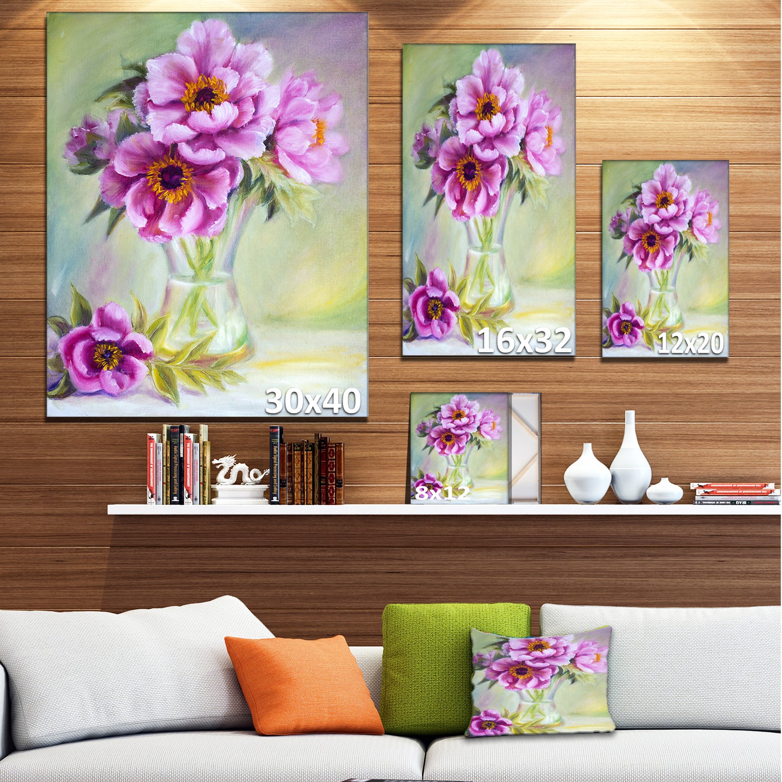 Purple Peonies in Vase - Floral Canvas Artwork