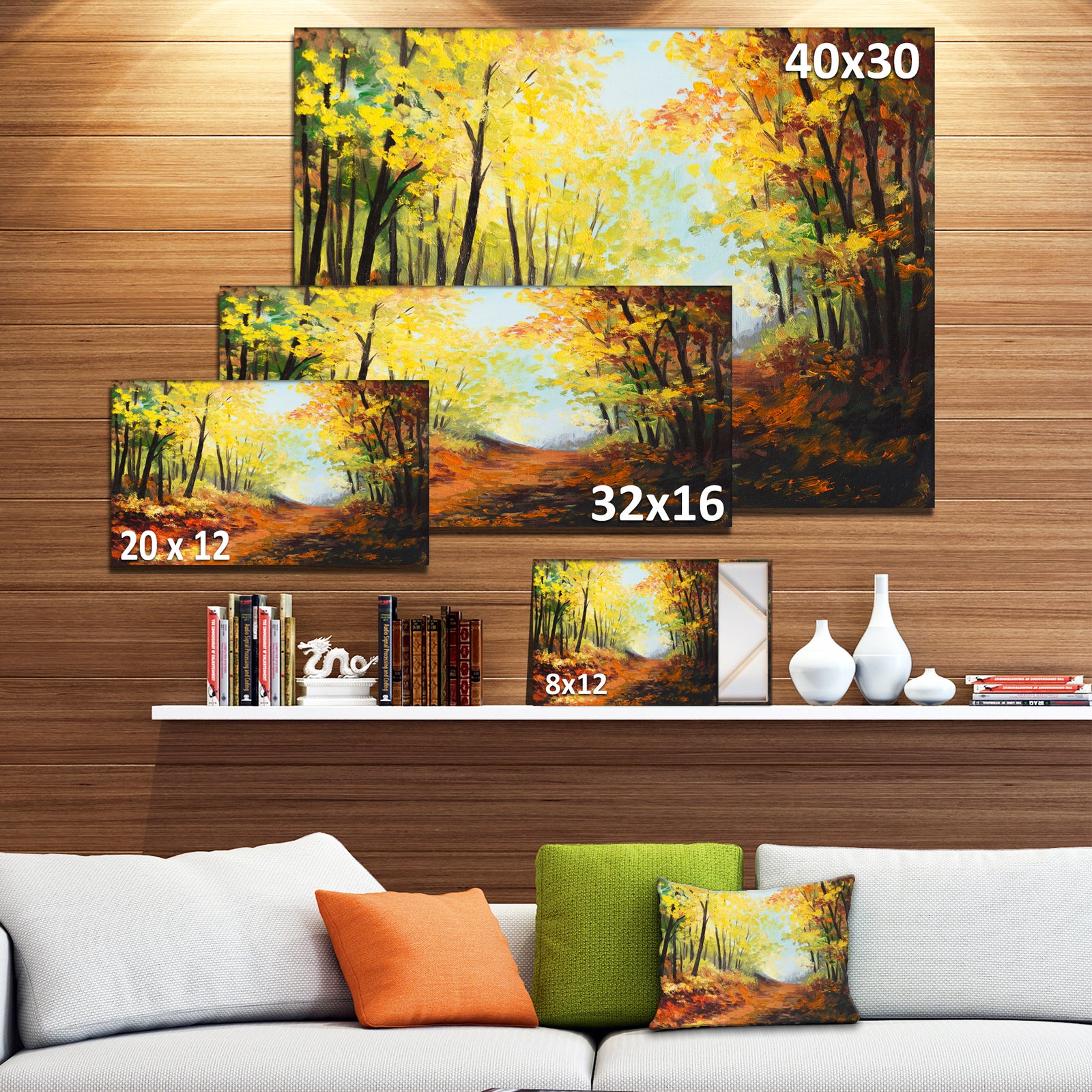 Autumn Forest Pathway - Landscape Canvas Wall Art Print