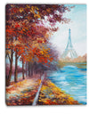 Eiffel Tower View in Fall- Landscape Canvas Artwork