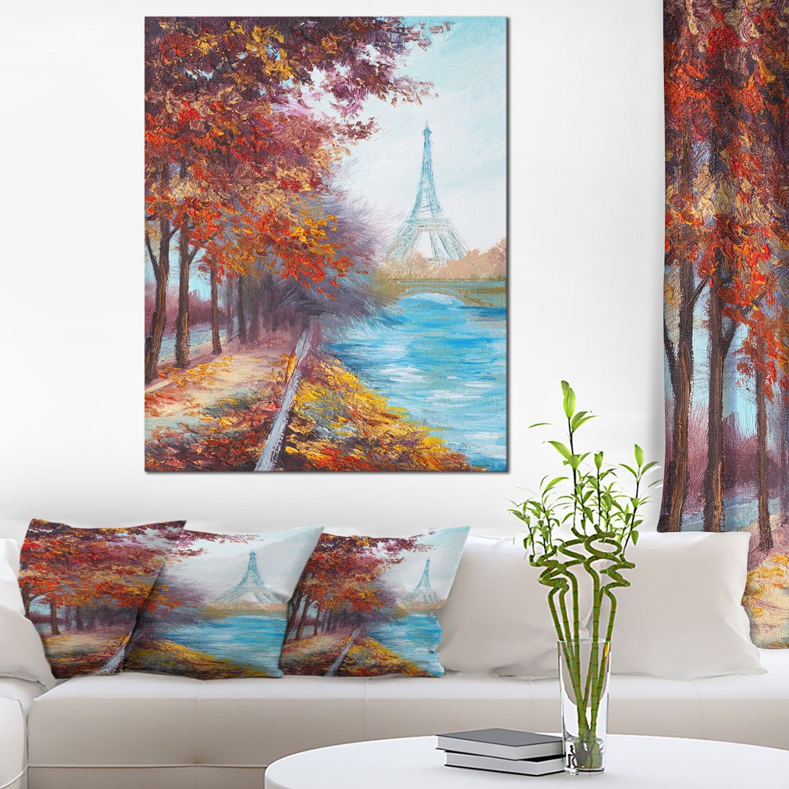 Eiffel Tower View in Fall- Landscape Canvas Artwork