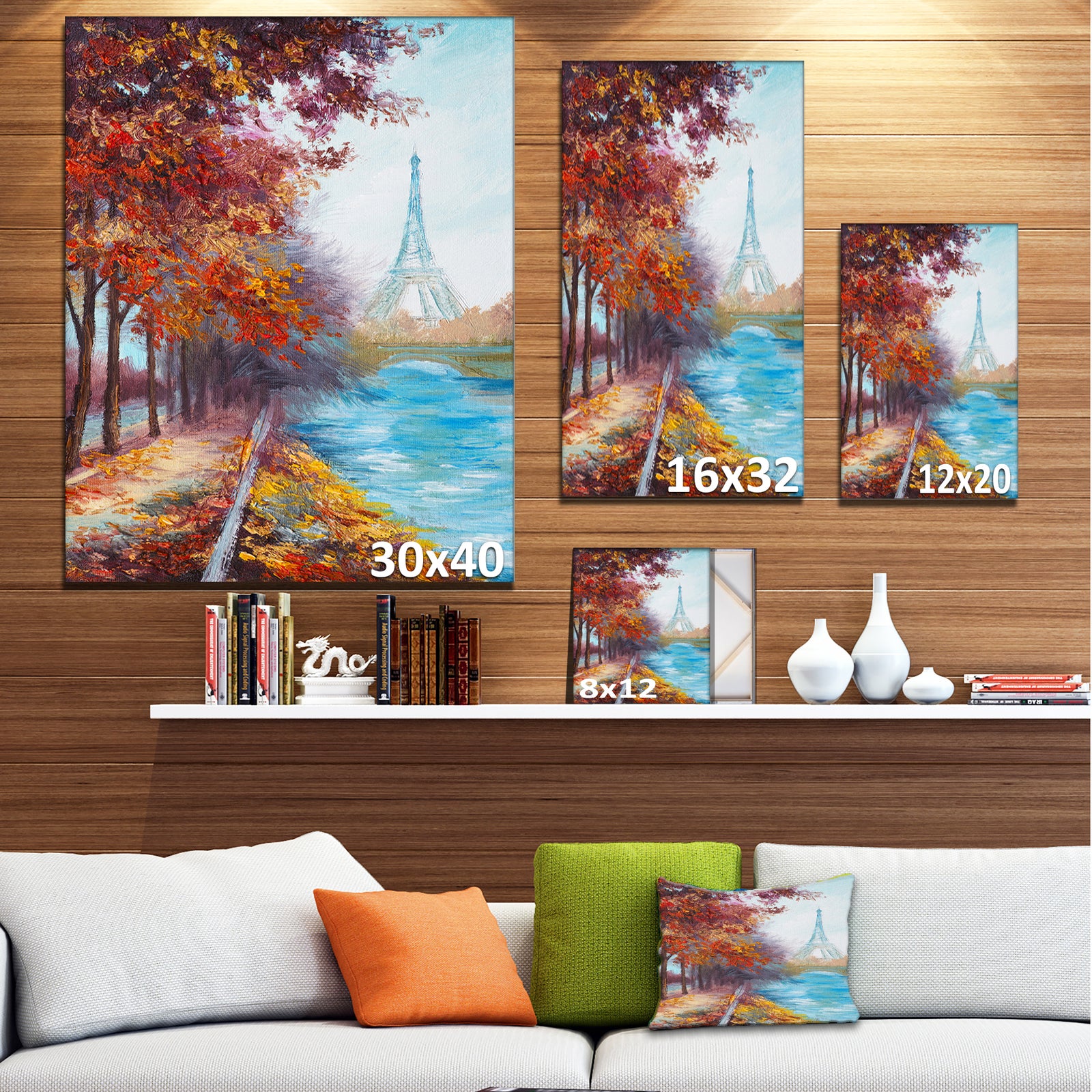 Eiffel Tower View in Fall- Landscape Canvas Artwork