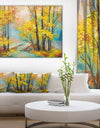 Yellow Falling Forest - Landscape Canvas Art Print