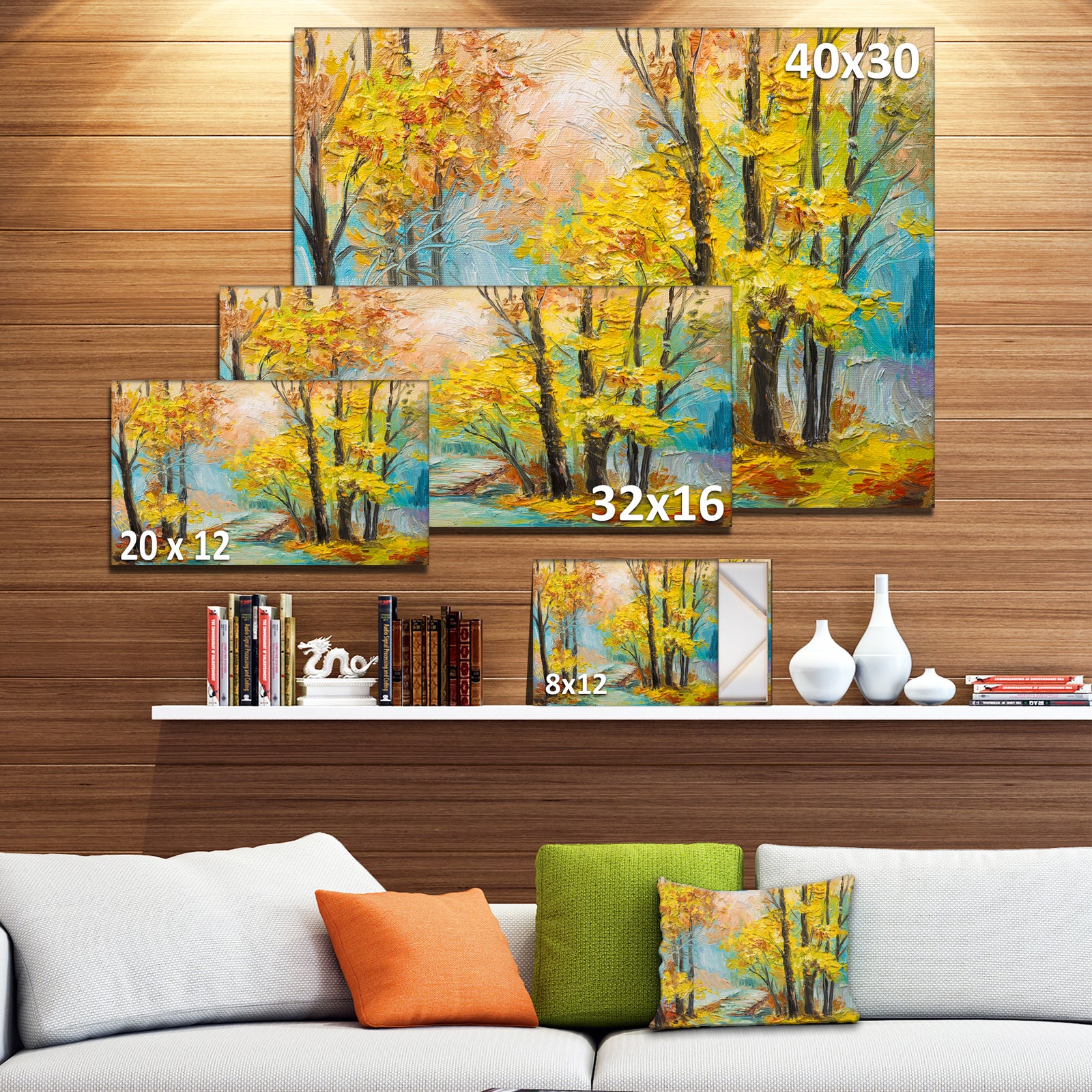 Yellow Falling Forest - Landscape Canvas Art Print