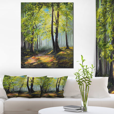Green Autumn Forest - Landscape Canvas Art Print
