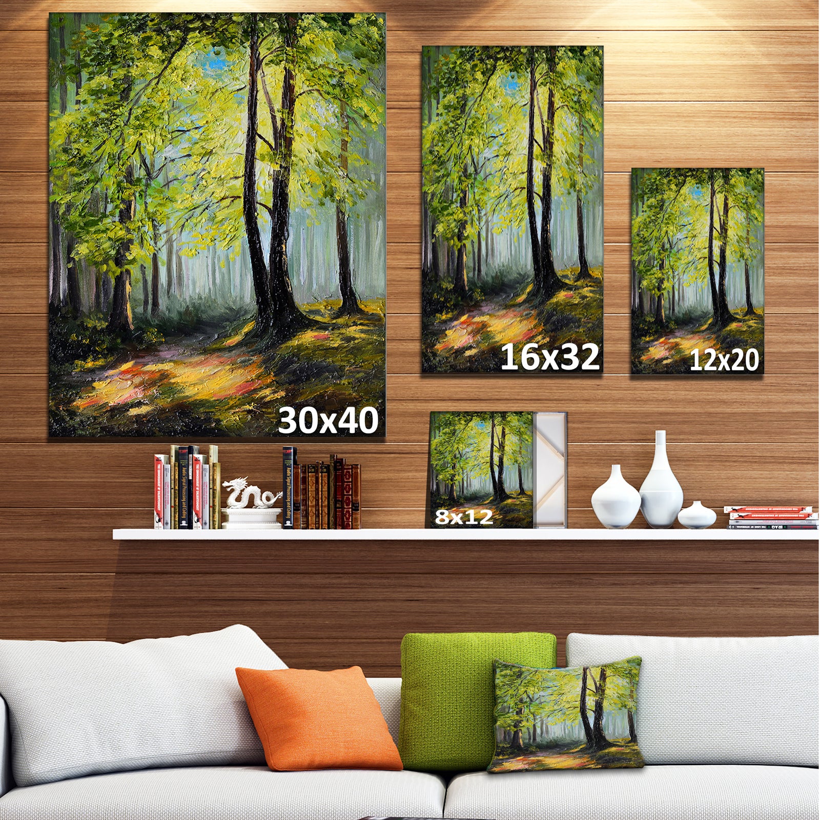 Green Autumn Forest - Landscape Canvas Art Print