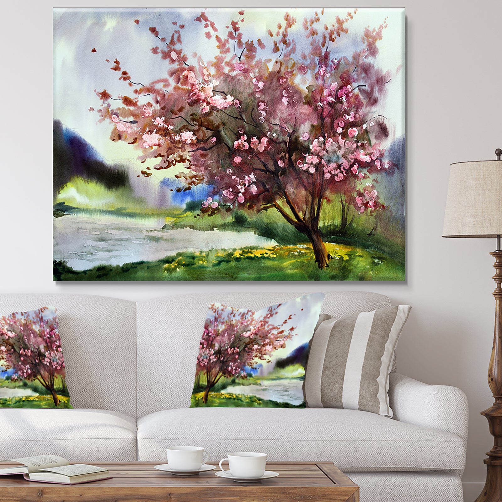 Tree with Spring Flowers - Floral Canvas Art Print