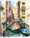 Venice, Canal Meeting Bridge - Cityscape Canvas Art Print