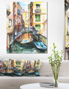 Venice, Canal Meeting Bridge - Cityscape Canvas Art Print