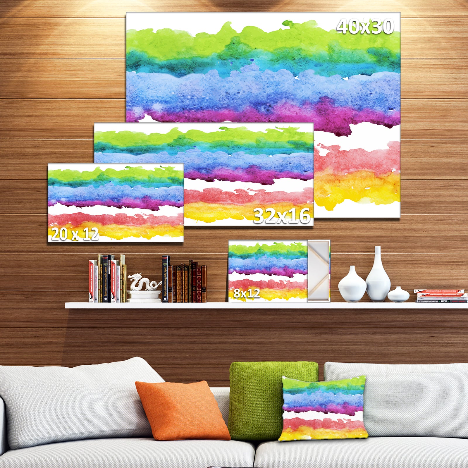Colorful Stripes in Vector Pattern - Abstract Canvas Print