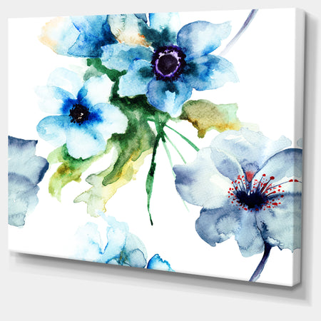 Seamless Summer Blue Flowers - Floral Canvas Print