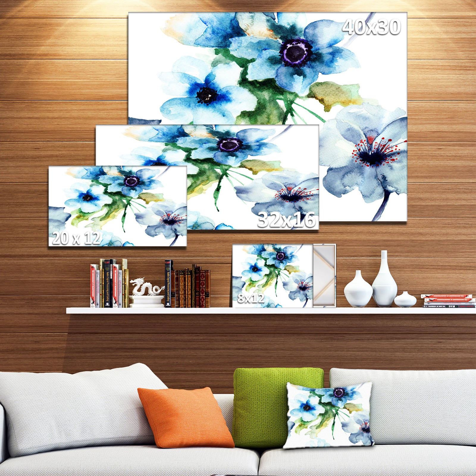 Seamless Summer Blue Flowers - Floral Canvas Print