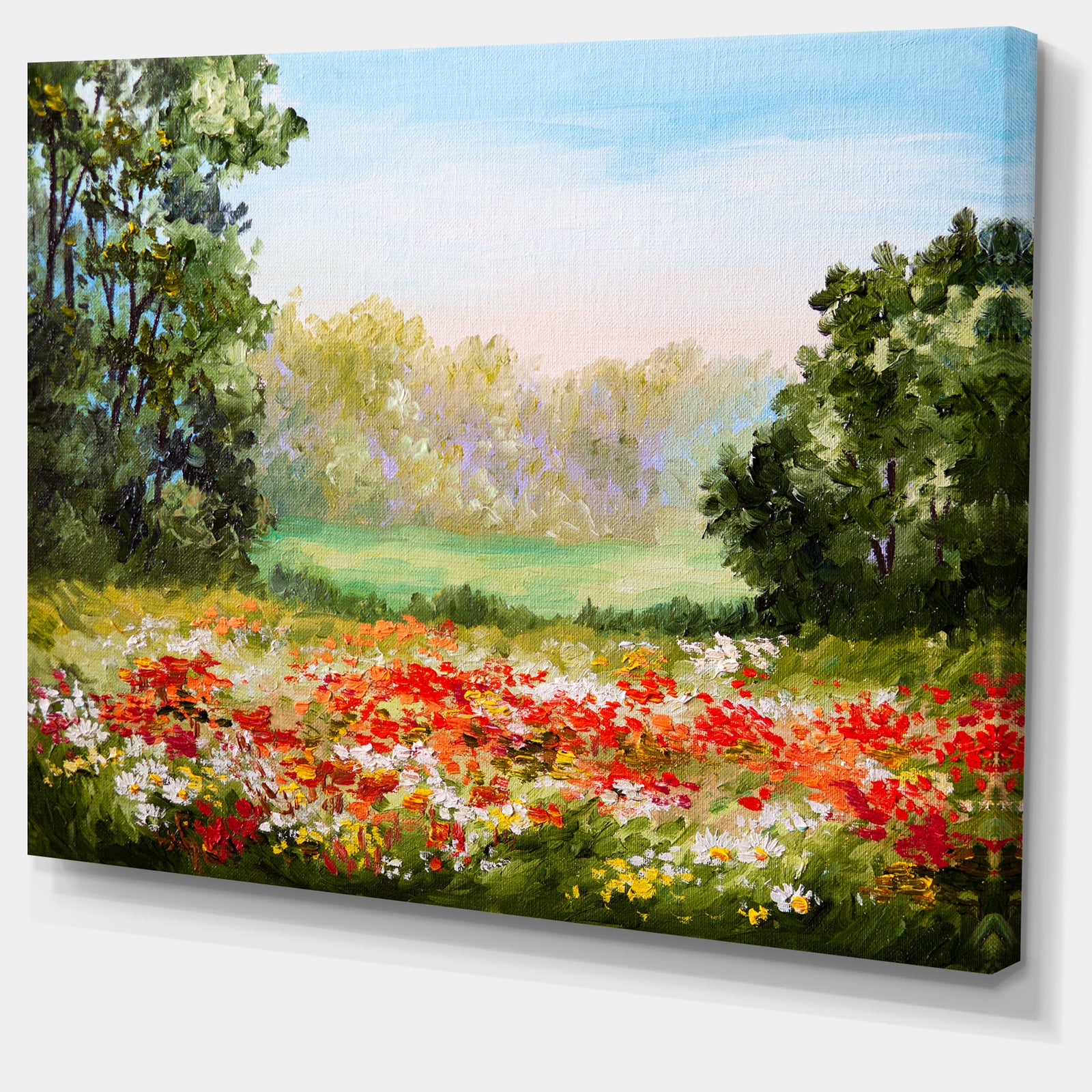 Poppy Field with Sky - Landscape Canvas Art Print