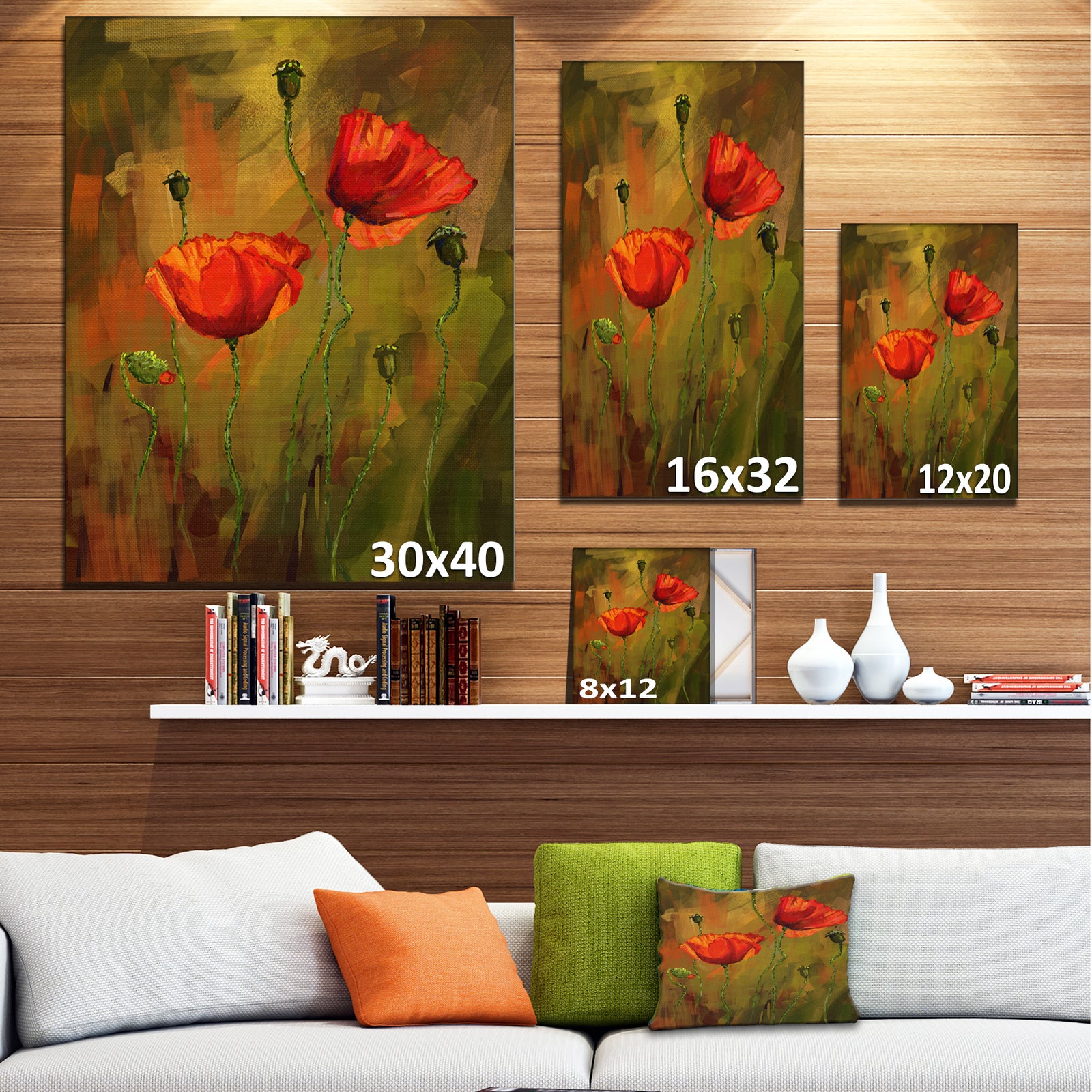 Watercolor Poppy Flowers - Floral Canvas Art Print