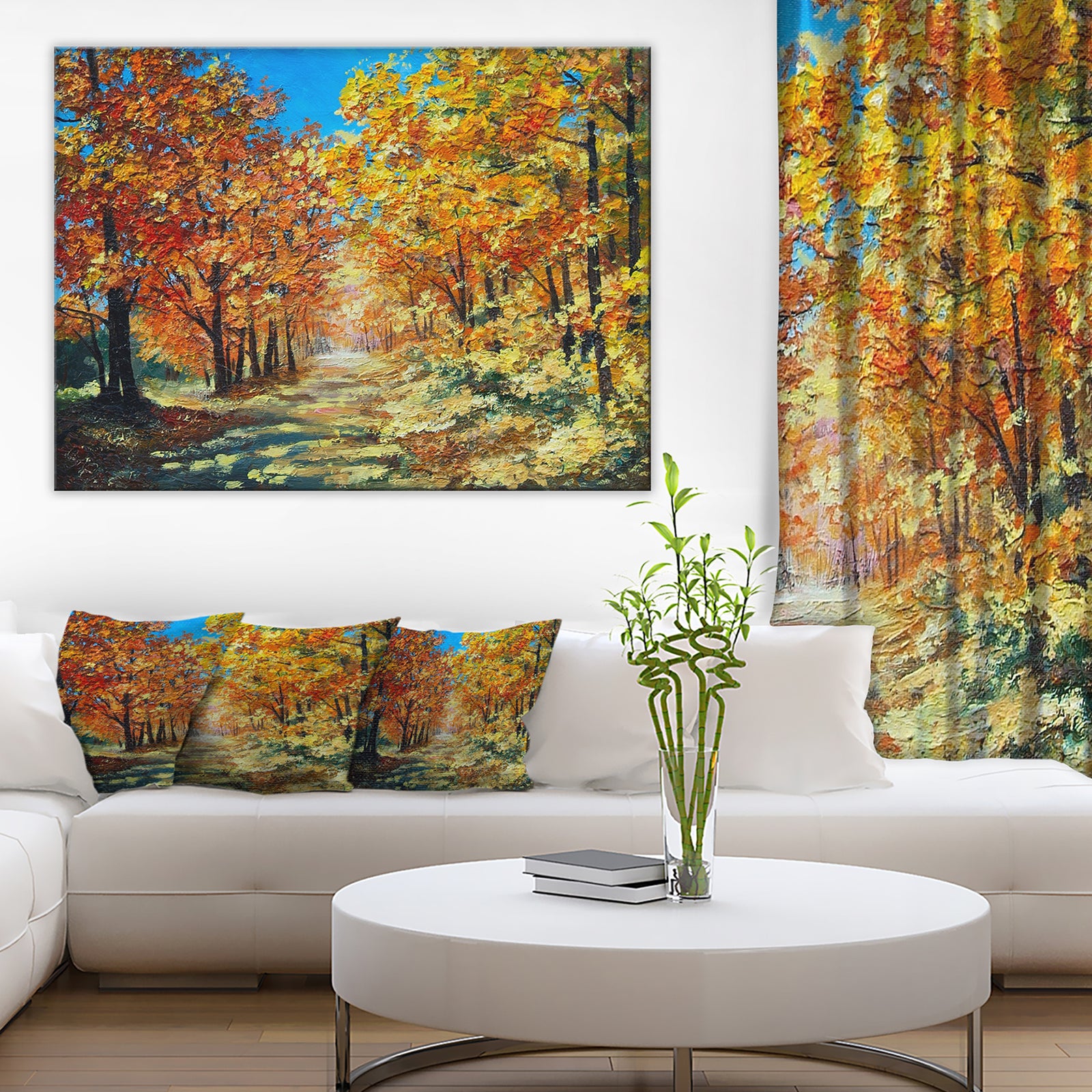 Bright Day in Autumn Forest - Landscape Canvas Artwork