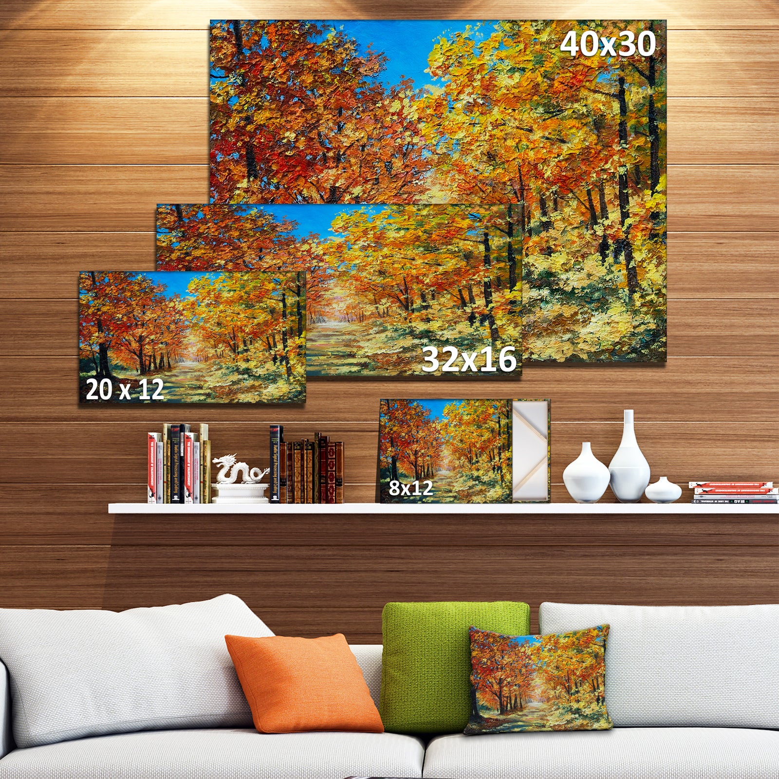 Bright Day in Autumn Forest - Landscape Canvas Artwork