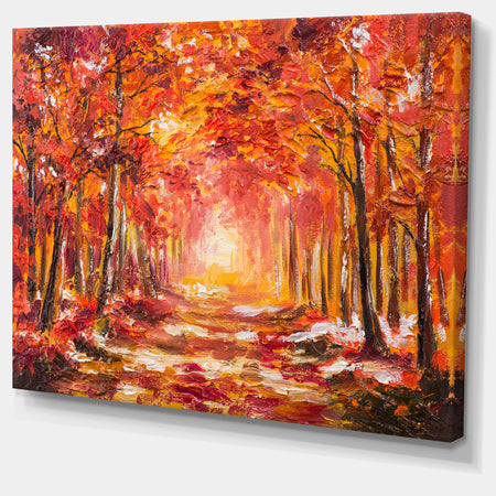 Autumn Forest in Red Shade - Landscape Canvas Art Print