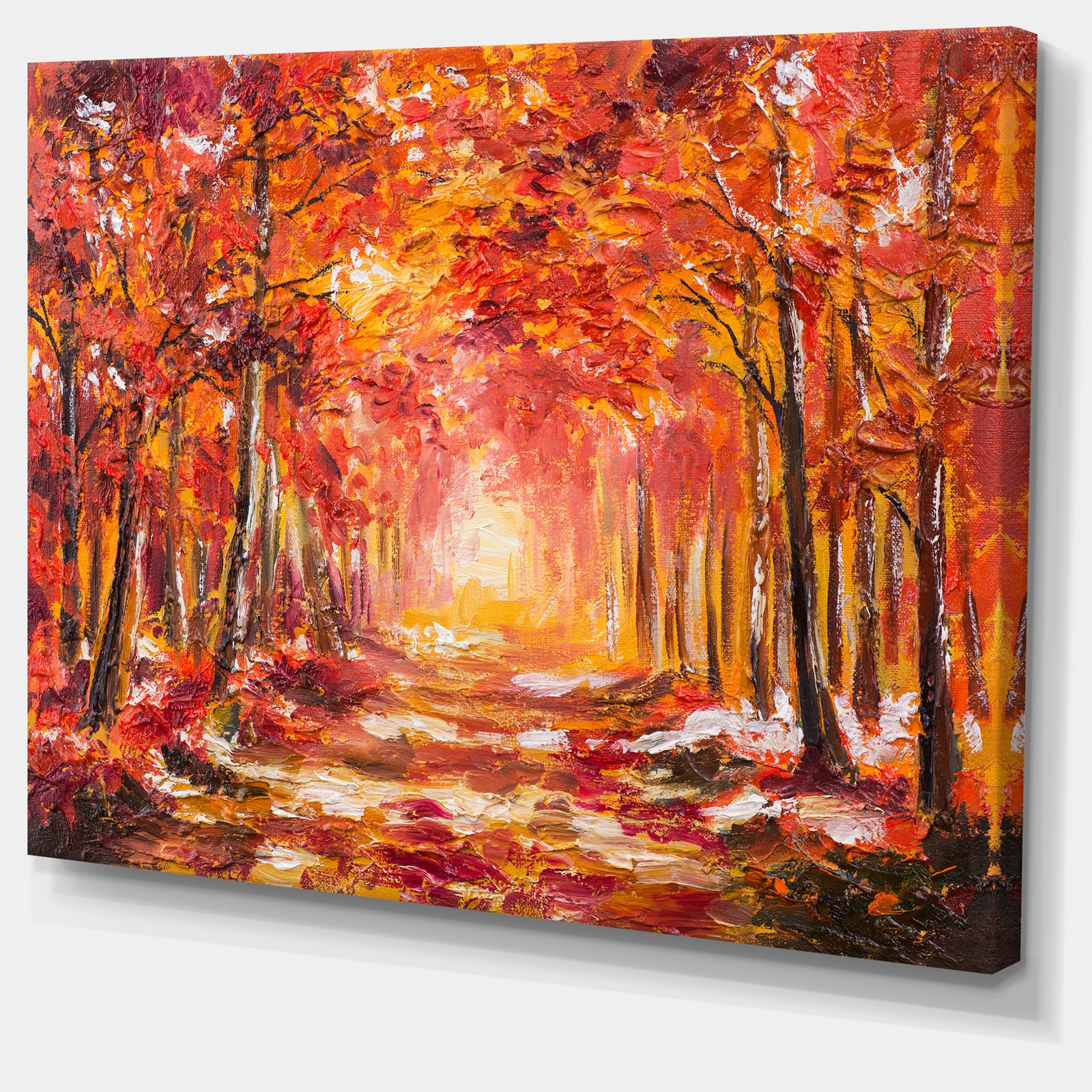 Autumn Forest in Red Shade - Landscape Canvas Art Print