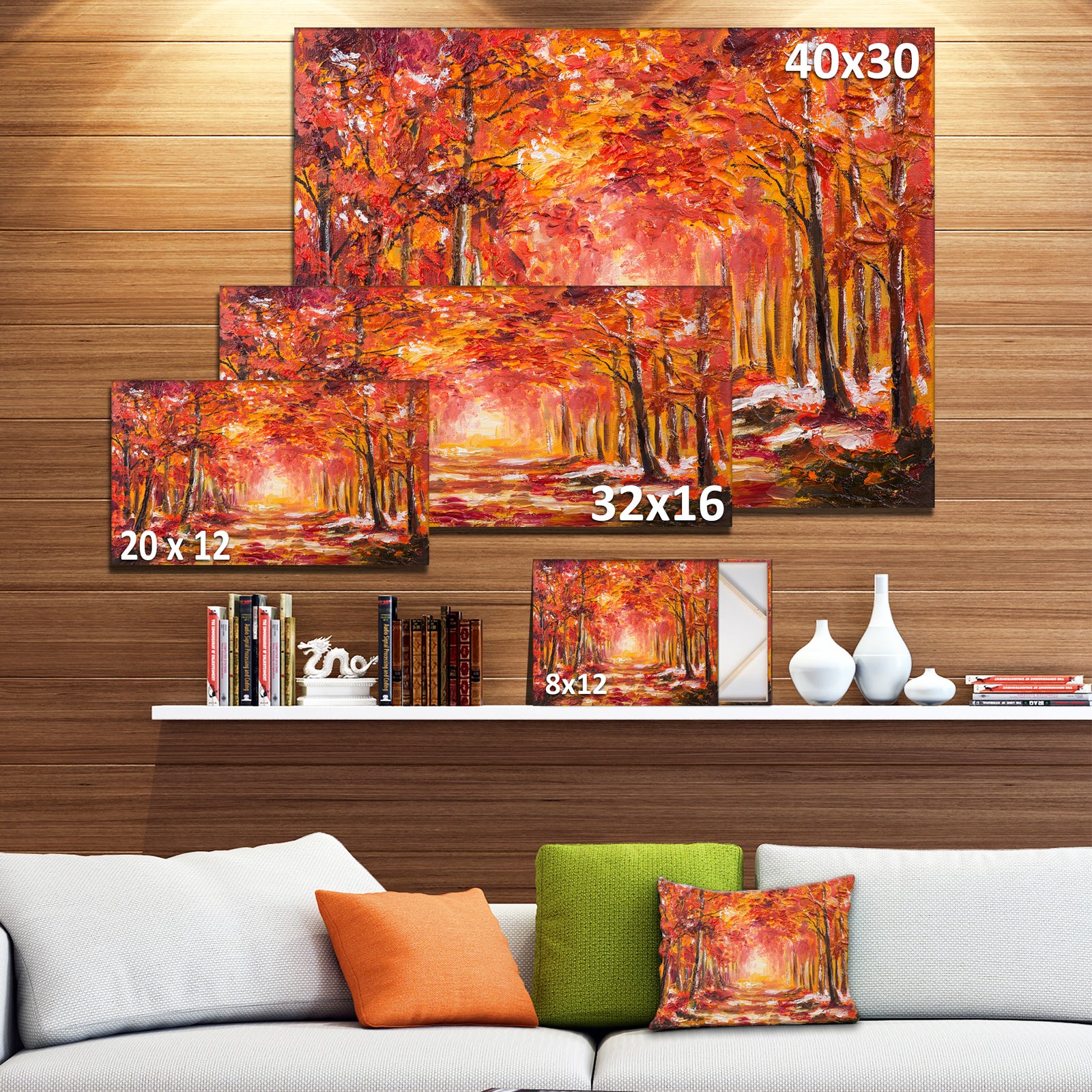 Autumn Forest in Red Shade - Landscape Canvas Art Print