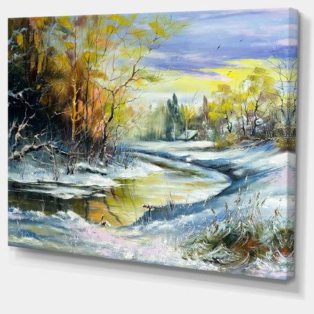 River in the Spring Woods - Landscape Canvas Art Print