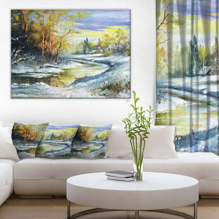 River in the Spring Woods - Landscape Canvas Art Print