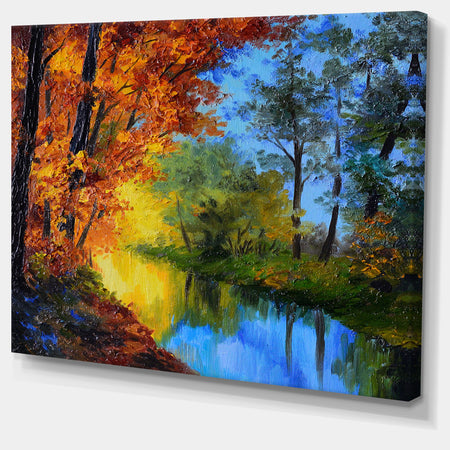 Autumn Reflecting in River - Landscape Artwork Print