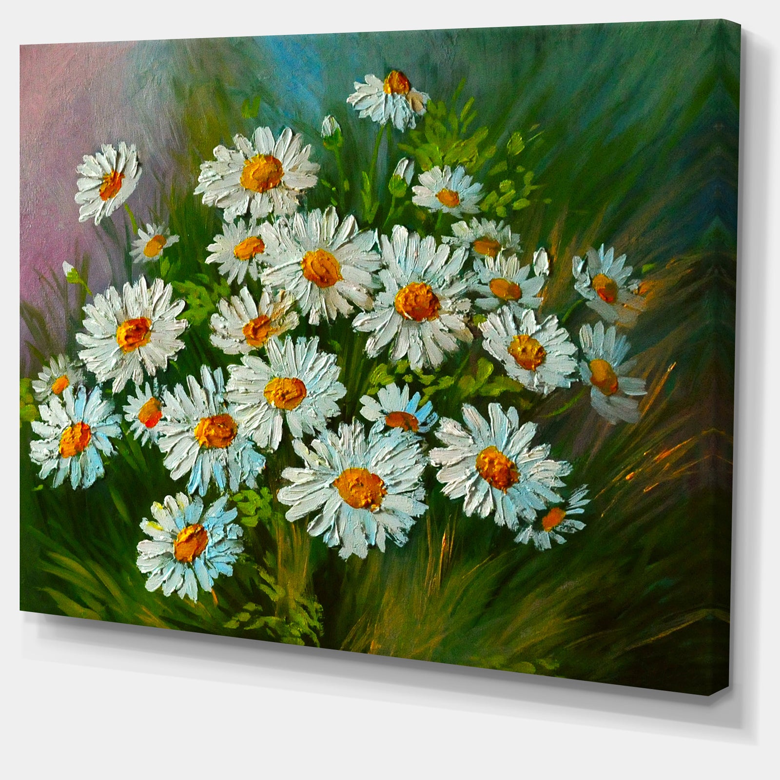 Heavily Textured Daisies Art - Floral Canvas Print