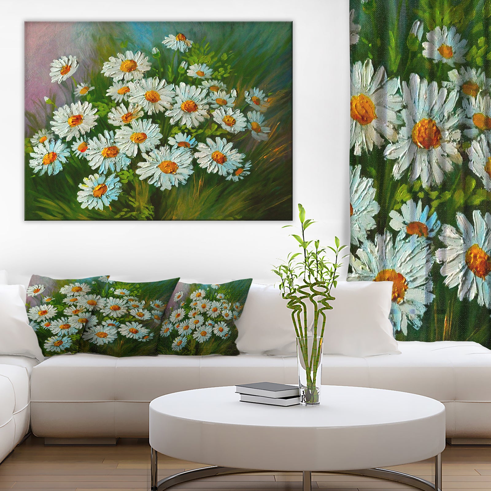 Heavily Textured Daisies Art - Floral Canvas Print