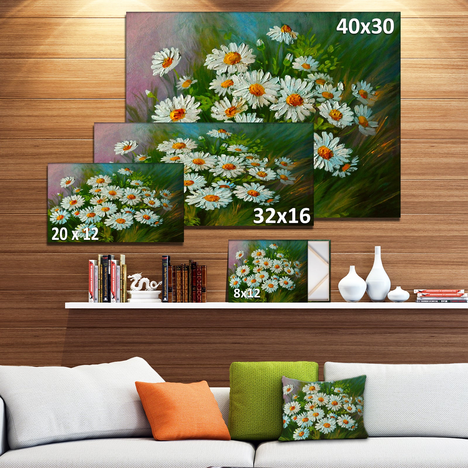 Heavily Textured Daisies Art - Floral Canvas Print