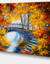 Fall Forest with a Bridge - Landscape Canvas Artwork