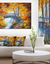 Fall Forest with a Bridge - Landscape Canvas Artwork