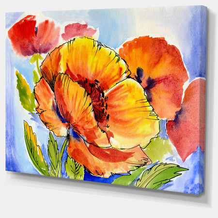 Bouquet of Full Blown Poppies - Floral Canvas Art Print
