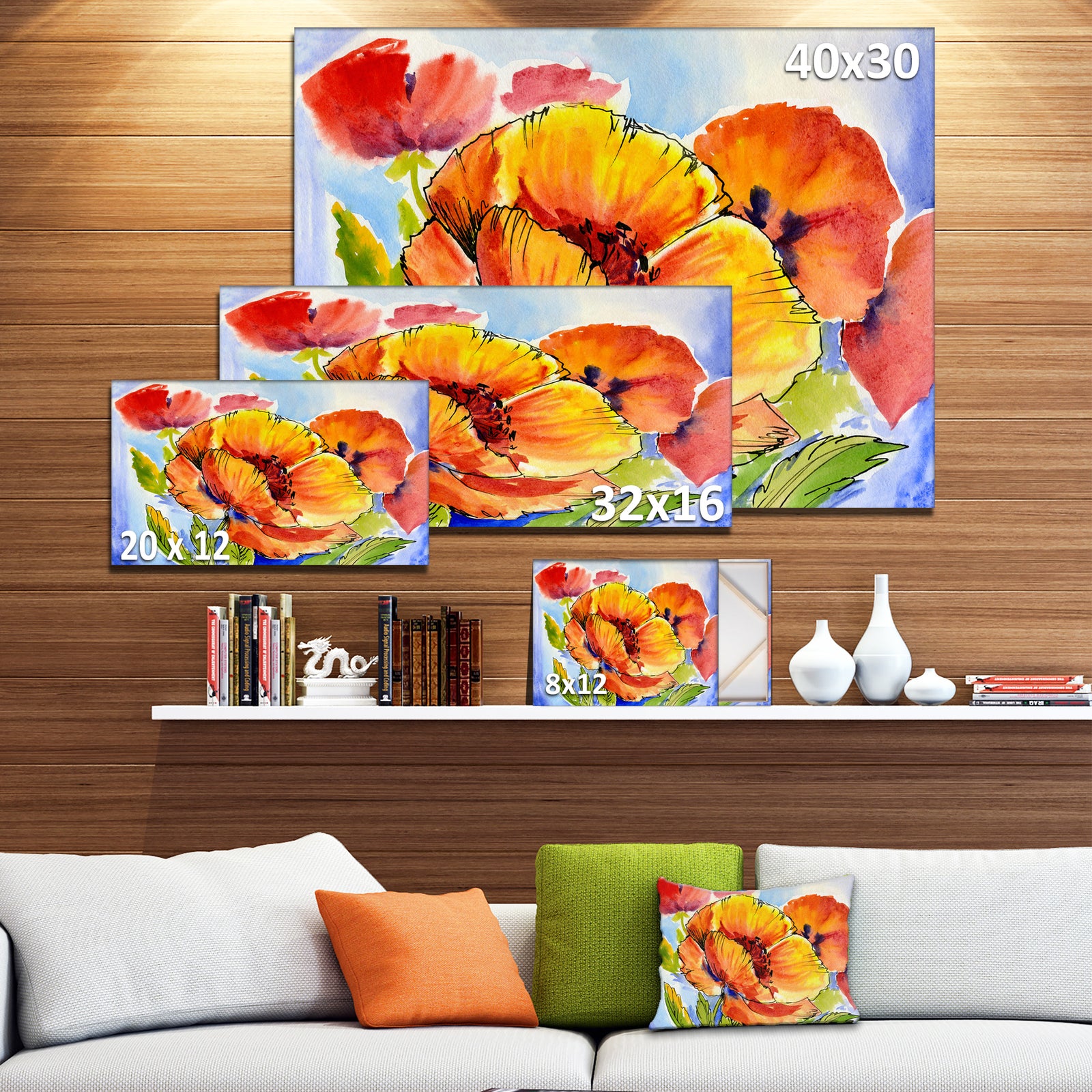 Bouquet of Full Blown Poppies - Floral Canvas Art Print