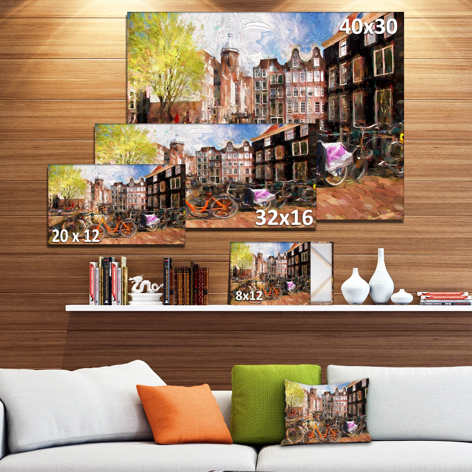 Amsterdam City Artwork - Landscape Large Canvas Print