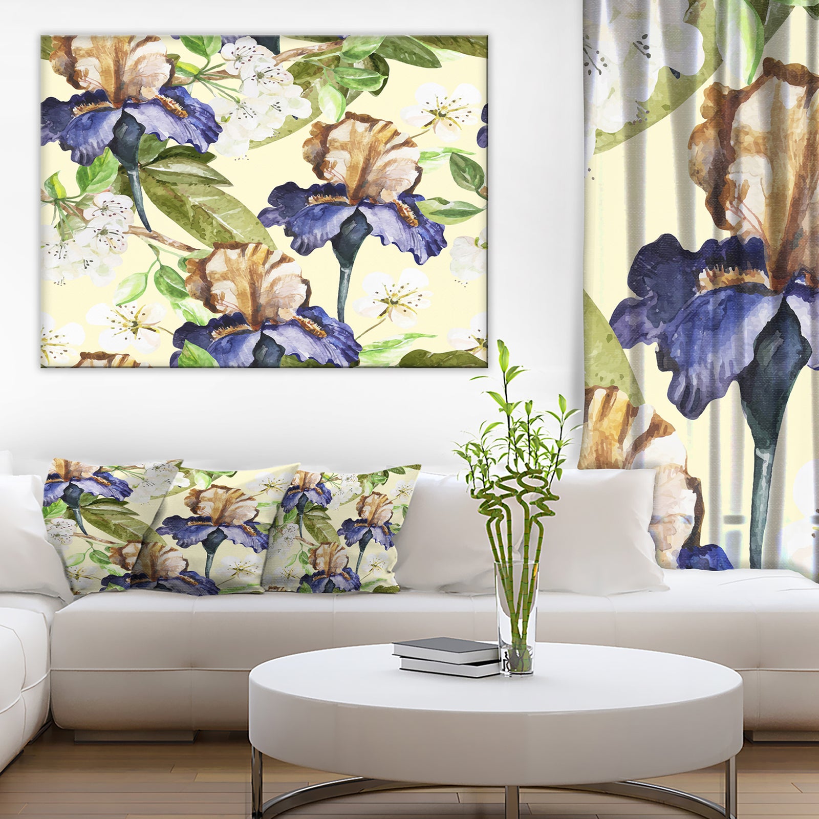 Seamless Flowers Vector Art - Floral Canvas Art Print