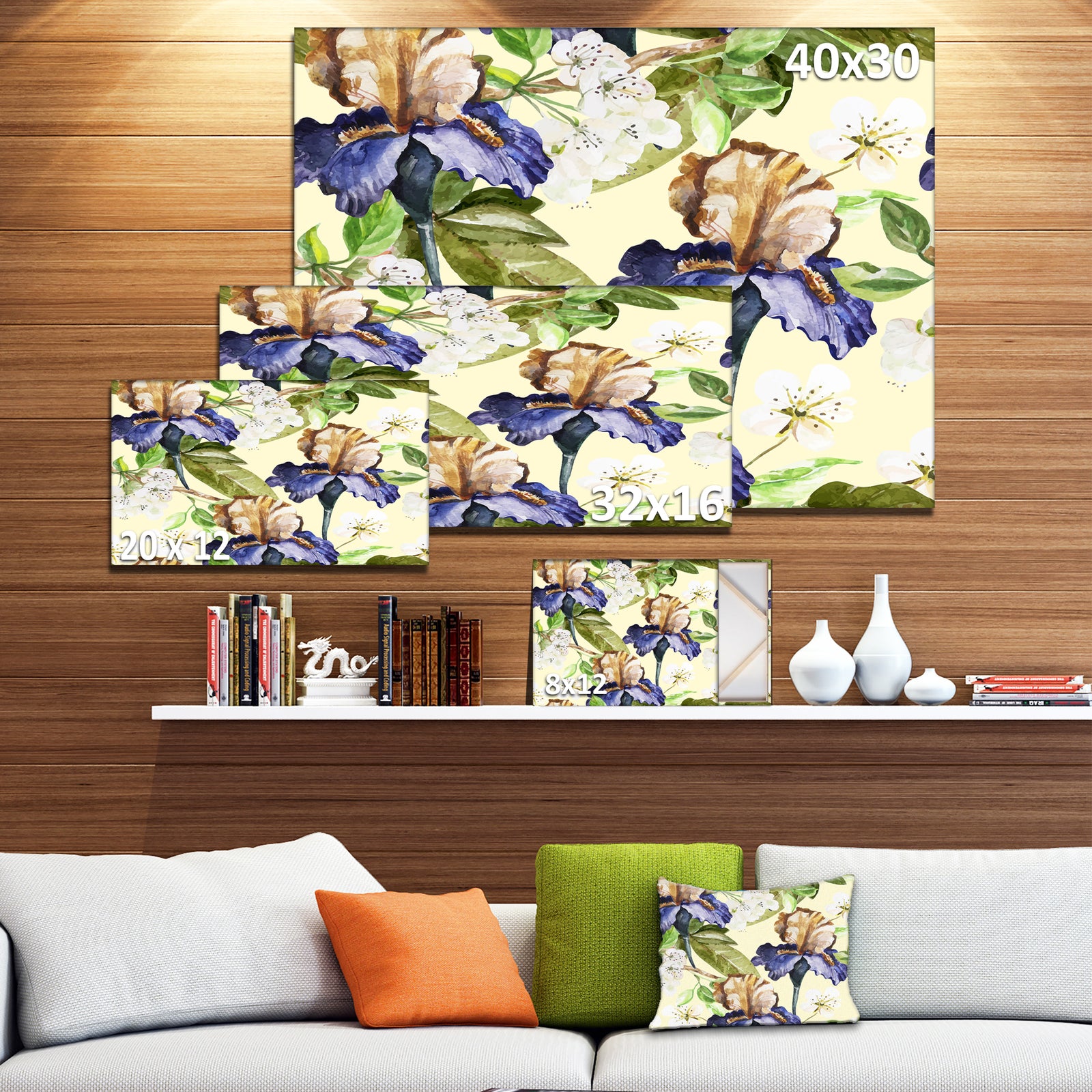 Seamless Flowers Vector Art - Floral Canvas Art Print