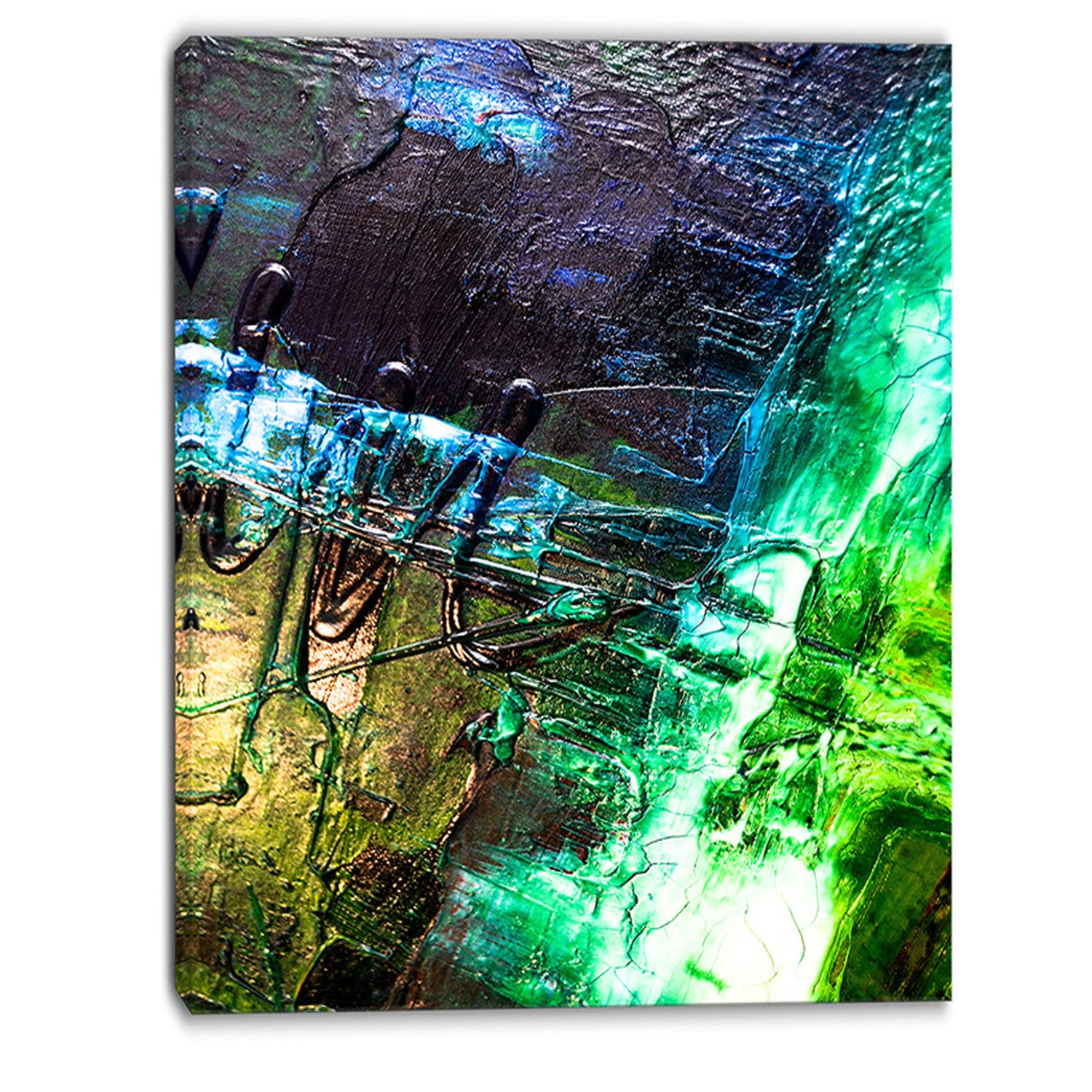 Green, Blue Abstract Structure - Abstract Canvas Print