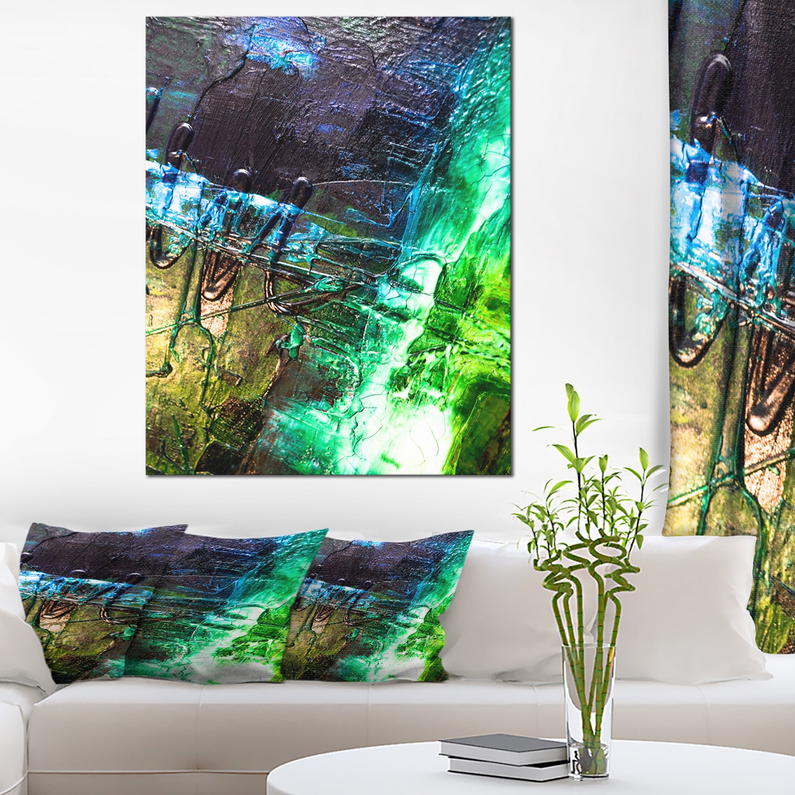 Green, Blue Abstract Structure - Abstract Canvas Print