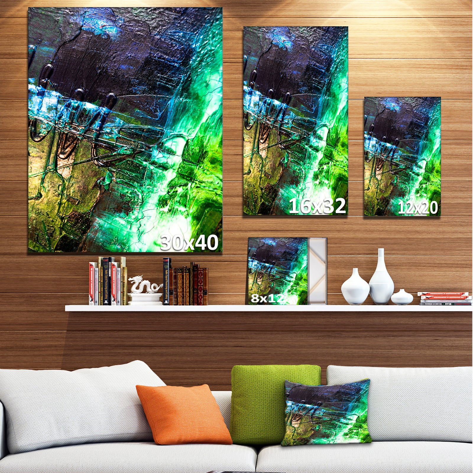 Green, Blue Abstract Structure - Abstract Canvas Print