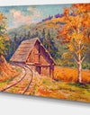 Railway Track in Village - Landscape Canvas Art Print