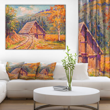 Railway Track in Village - Landscape Canvas Art Print