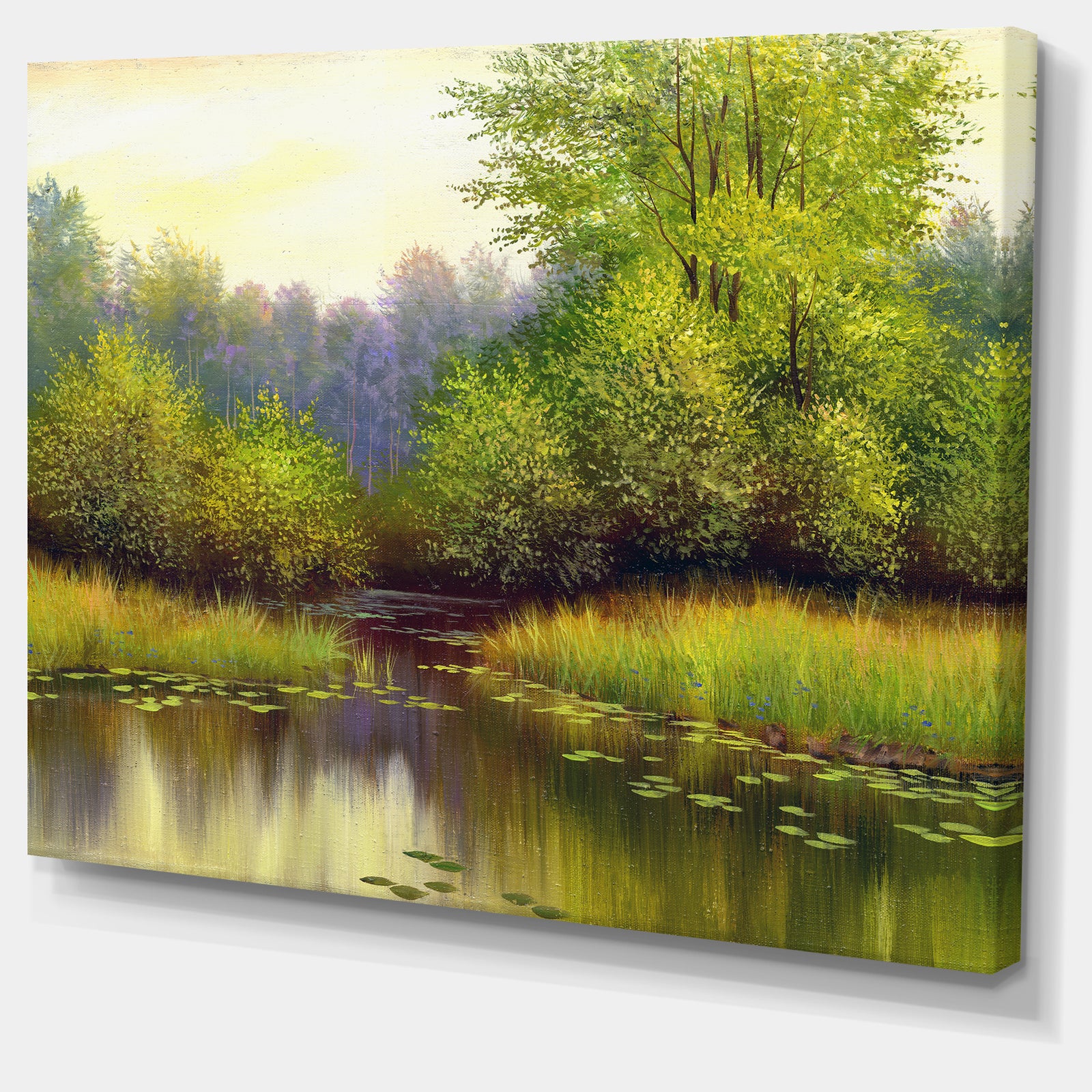 Green Summer with River - Landscape Canvas Print
