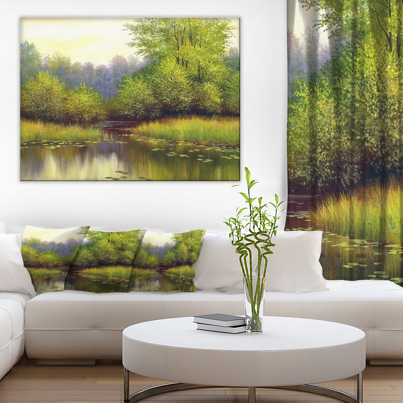 Green Summer with River - Landscape Canvas Print